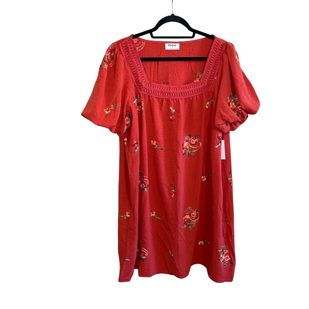Kindred Rose Pink Embroidered Floral Tunic Dress Sz 2X NWT